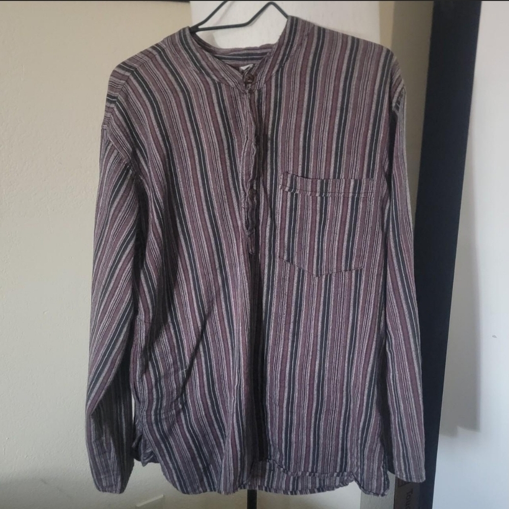 Purple Striped Long Sleeve Shirt